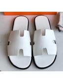 Hermes Izmir Sandal For Men in Epsom Calfskin White/Black 2020 (Handmade)