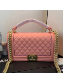 Chanel Quilted Leather Leboy Flap Top Handle Bag AS0136 Pink 2019