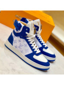 Louis Vuitton Rivoli Calfskin Monogram High-Top Sneakers Blue 2019