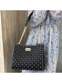 Valentino Rockstud Spike Small Shopping Tote Bag Black 2018