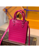 Louis Vuitton Petit Sac Plat Mini Tote Bag in Crocodile Embossed Leather N99487 Pink 2021