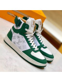 Louis Vuitton Rivoli Calfskin Monogram High-Top Sneakers Green 2019