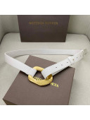 Bottega Veneta Leather Belt 25mm with Metal Framed Buckle White 2020