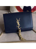 Saint Laurent Kate Small Chain and Tassel Bag in Smooth Leather 474366 Dark Blue/Gold  