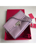 Valentino Small Rockstud Grainy Calfskin Crossbody Bag 0181S Purple 2019