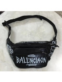 Balen...ga Calfskin Graffiti Print Belt Pack Black/White 2018