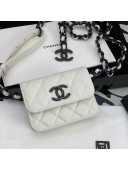 Chanel Quilted Grained Calfskin Chain Belt Bag/Flat Card Case AP1955 White 2021