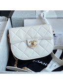 Chanel Quilted Calfskin Mini Messenger Bag AS2484 White 2021