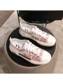 Dior x Kaws Floral Low-top Sneakers White/Pink 2019(For Women and Men)