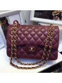 Chanel Lambskin Classic Jumbo Flap Bag Burgundy 2019 TOP(GHW)