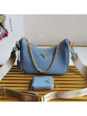 Prada Re-Edition 2005 Saffiano Leather Hobo Bag 1BH204 Light Blue 2020