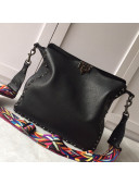 Valentino Small Grainy Calfskin Leather Rockstud Hobo Bag 50031L Black 202001