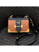 Prada Leather Prada Cahier Bag 1BD045 Brown/black Top Quality