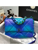 Chanel 19 Tie and Dye Calfskin Large Flap Bag AS1161 Blue/Purple 2021