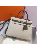 Hermes Kelly 28cm Epsom Leather Bag Off-White/Etoupe(Gold Hardware)