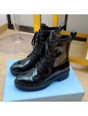 Prada Brushed Leather Laced Boots Black 2021 17