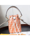 Fendi Mon Tresor Mini FF Leather Bucket Bag Orange 2020