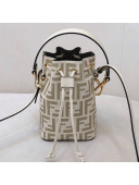 Fendi Mon Tresor Mini FF Leather Bucket Bag White 2020