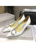 Jimmy Choo Love Buckle Leather Pumps 6.5/8.5cm White 2022