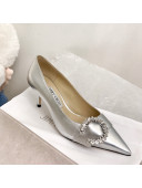 Jimmy Choo Love Buckle Leather Pumps 6.5/8.5cm Silver 2022