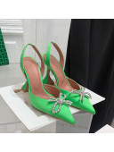 Amina Muaddi Silk High Heel Open Pumps 9.5cm Bright Green 2022 032449