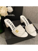 Chanel Quilted Lambskin Heel Slide Sandals 6cm G38820 White 02 2022