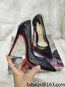 Christian Louboutin Stud Mesh and Patent Leather High Heel Pumps Black 2022 031907