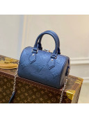 Louis Vuitton Speedy Bandoulière 20 Bag in Shimmering Navy Blue Embossed Grained Leather M58958 2021 