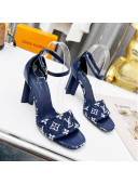 Louis Vuitton Silhouette Monogram Denim and Leather Sandals 8cm Navy Blue 2022