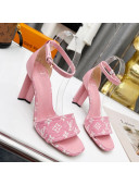 Louis Vuitton Silhouette Monogram Denim and Leather Sandals 8cm Pink 2022