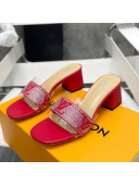 Louis Vuitton TPU and LV Crystal Heel Slide Sandals Red 2022