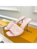 Louis Vuitton Revival High Heel Slide Sandals 9.5cm in Monogram Embossed Lambskin Pale Pink 2022 