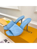 Louis Vuitton Revival High Heel Slide Sandals 9.5cm in Monogram Embossed Lambskin Sky Blue 2022 