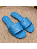 Louis Vuitton Revival Flat Slide Sandals in Monogram Embossed Lambskin Blue 2022 04