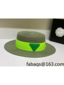 Bottega Veneta Straw Wide Brim Hat Green 2022 031112