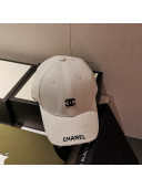 Chanel Canvas Baseball Hat White 2022 040197