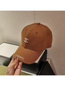 Chanel Canvas Baseball Hat Caramel Brown 2022 040198