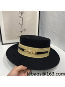 Celine Straw Wide Brim Hat Black 2022 0401142