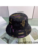 Chanel Logo Allover Bucket Hat Black 2022 040193