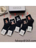 Gucci Cotton Bear Short Socks Black 2022 94