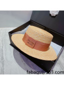 Prada Straw Wide Brim Hat Beige/Brown 2022 040117