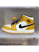 Nike Air Jordan AJ1 Mid-top Sneakers Yellow 2021 112362