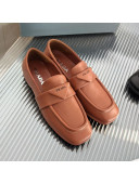 Prada Soft Lambskin Flat Loafers Brown 2022 