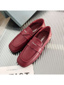 Prada Soft Lambskin Flat Loafers Burgundy 2022 