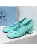 Prada Patent Leather Mary Janes Pumps 5cm Blue 2022 81