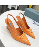 Prada Brush Leather Slingback Pumps 6.5cm Orange 2022 08