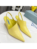 Prada Brush Leather Slingback Pumps 6.5cm Yellow 2022 18