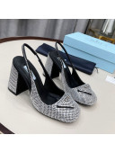 Prada Crystal Slingback Pumps 9cm Silver/Black 2022 64