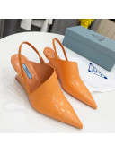 Prada Brush Leather Slingback Pumps 6.5cm Orange 2022 19