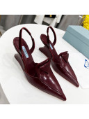 Prada Brush Leather Slingback Pumps 6.5cm Burgundy 2022 33